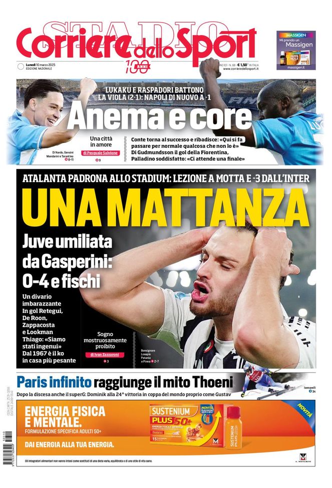 Il Corriere dello Sport, la prima pagina di oggi, lunedì 10 marzo 2025 Il Corriere dello Sport