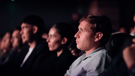 MILAN, ITALY - SEPTEMBER 12: Nicolò Barella of FC Internazionale players watch the 'Due stelle sul cuore' films during the FC Internazionale Movie Premiere on September 12, 2024 in Milan, Italy. (Photo by Mattia Ozbot - Inter/Inter via Getty Images)