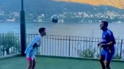 VIDEO / Palleggi in terrazzo: Zanetti e il figlio Tomas si allenano insieme