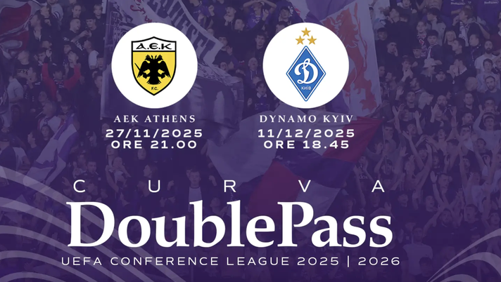 Conference, per le gare contro Aek e Dinamo apre la vendita del “Curva Double Pass” Conference, per le gare contro Aek e Dinamo apre la vendita del “Curva Double Pass” - immagine 1
