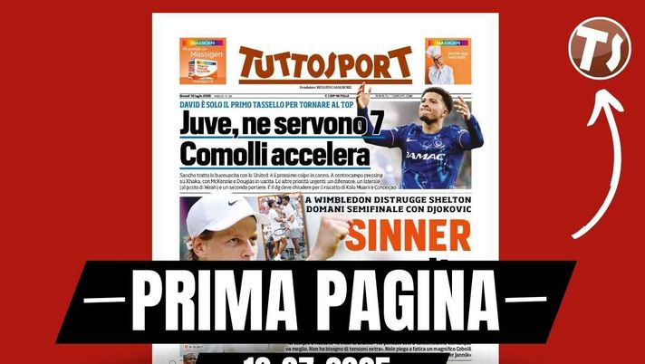 Prima pagina Tuttosport: 'Juventus, non solo David: ne servono 7'