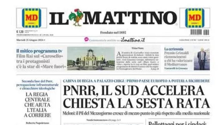 prima pagina il mattino oggi