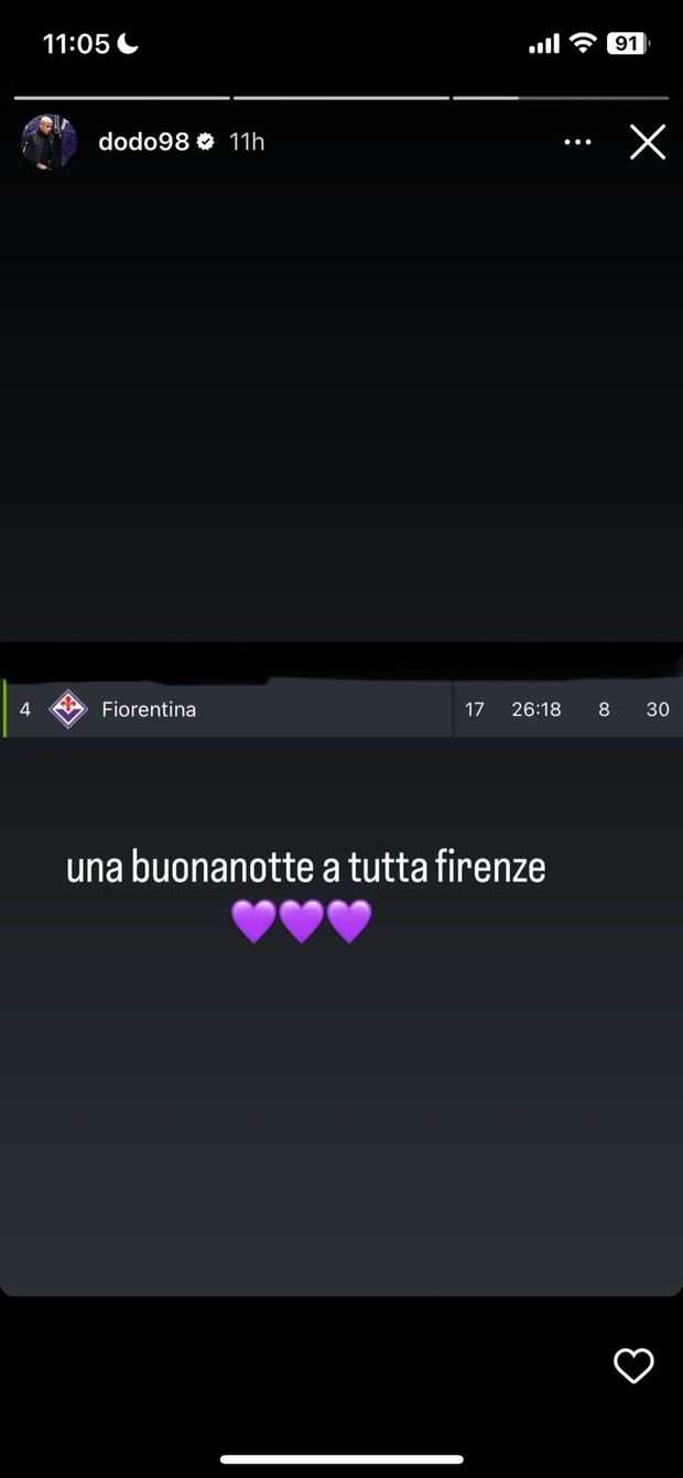 Dodò posta la classifica della Fiorentina e fa sognare tutta Firenze- immagine 2