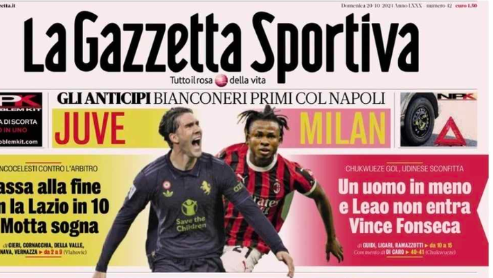 PRIMA PAGINA GAZZETTA DELLO SPORT OGGI: “La Juve passa alla fine con la Lazio in 10” PRIMA PAGINA GAZZETTA DELLO SPORT OGGI: “La Juve passa alla fine con la Lazio in 10” - immagine 1