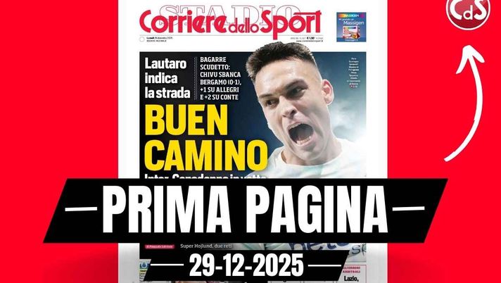 Il Corriere dello Sport, la prima pagina di oggi, lunedì 29 dicembre 2025 Prima pagina Corriere dello Sport: 'Milan, Nkunku (doppietta) e Pulisic firmano il 3-0 sul Verona'