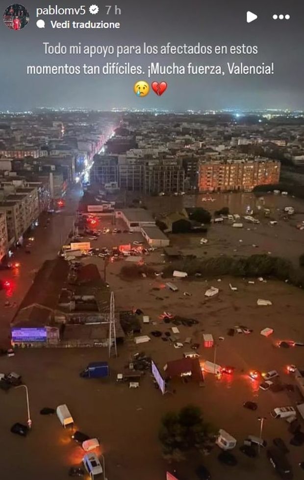 Pablo Marì omaggia Valencia, colpita dall'alluvione