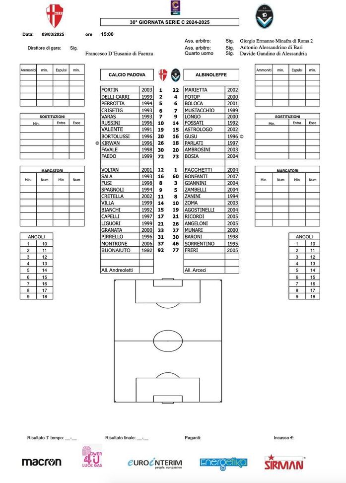 FINALE | PADOVA-ALBINOLEFFE 3-0 (7′ Bortolussi, 63′ Delli Carri, 71′ Spagnoli) - immagine 5