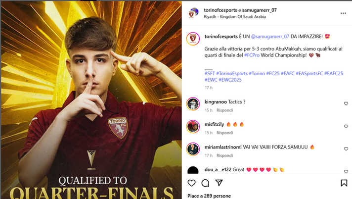 eSports: Samugamer07 porta il Torino ai quarti della Coppa del Mondo - immagine 1