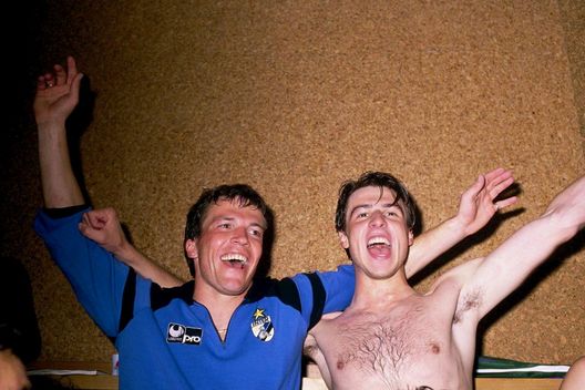 Matthaus e Berti festeggiano ai tempi dell'Inter