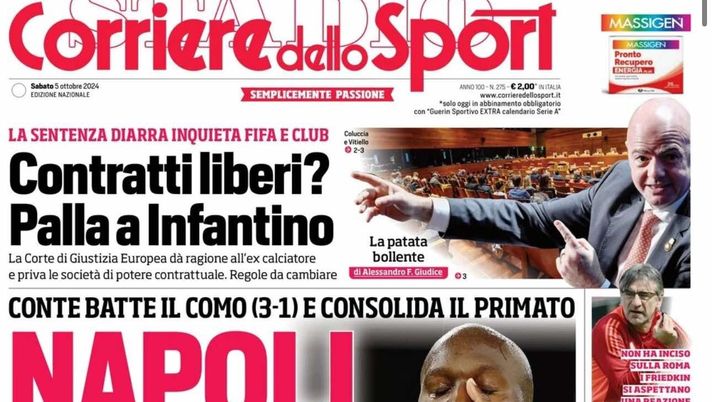 prima pagina corriere dello sport oggi