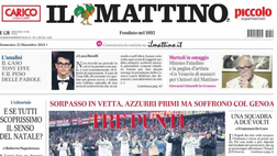 PRIMA PAGINA IL MATTINO OGGI: “Tre punti sotto l’albero”