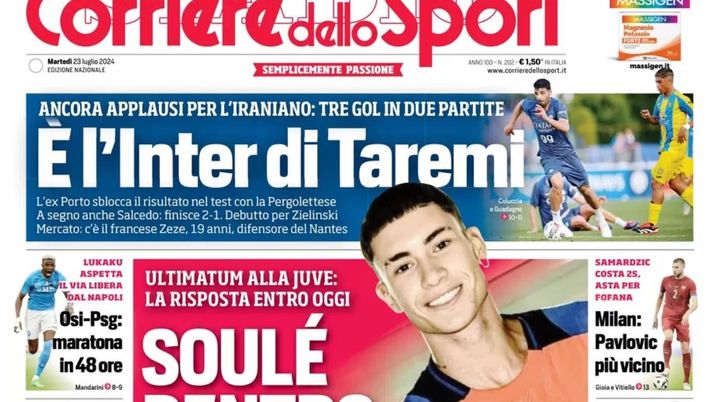prima pagina corriere dello sport oggi