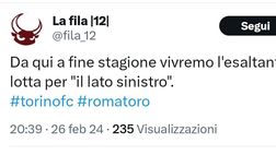Roma-Toro 3-2, reazioni social: “Vivremo l’esaltante lotta per il lato sinistro”