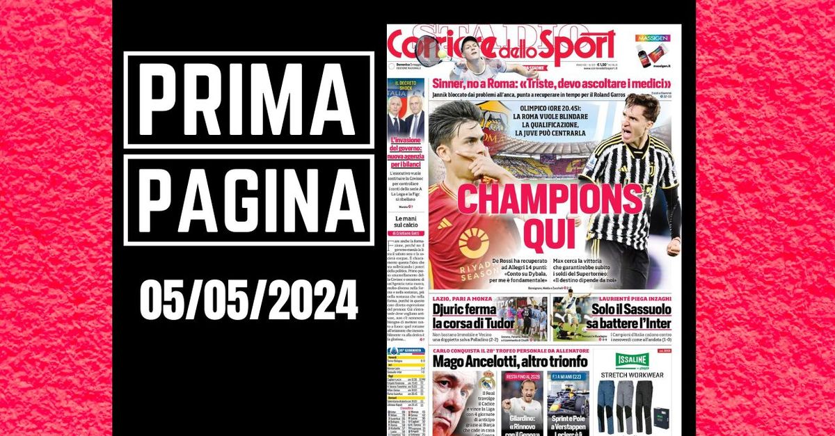 Prima pagina Corriere dello Sport: “Roma Juventus, Champions qui”