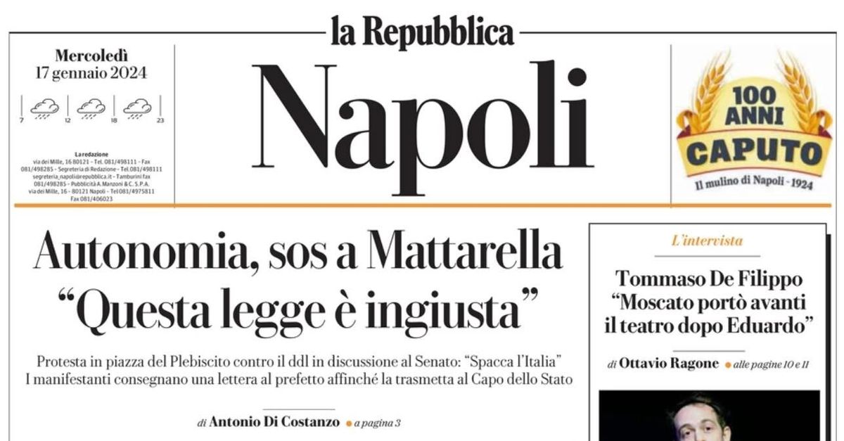 LA PRIMA PAGINA LA REPUBBLICA NAPOLI: “De Laurentiis: A Gennaio Sei ...