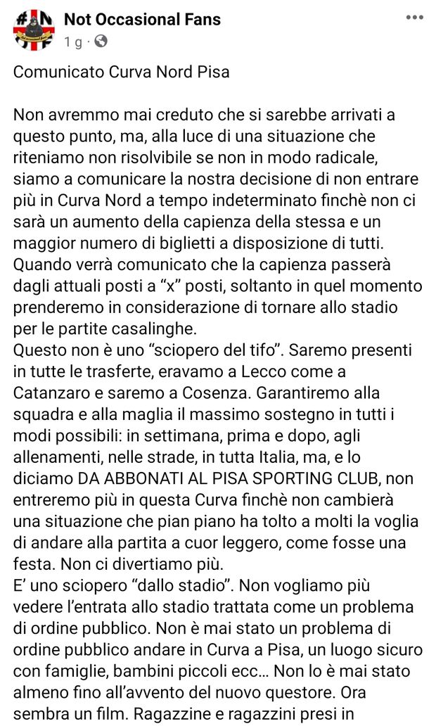 Derby con lo Spezia, la curva pisana fa il tifo: ma solo fuori dallo stadio…- immagine 2