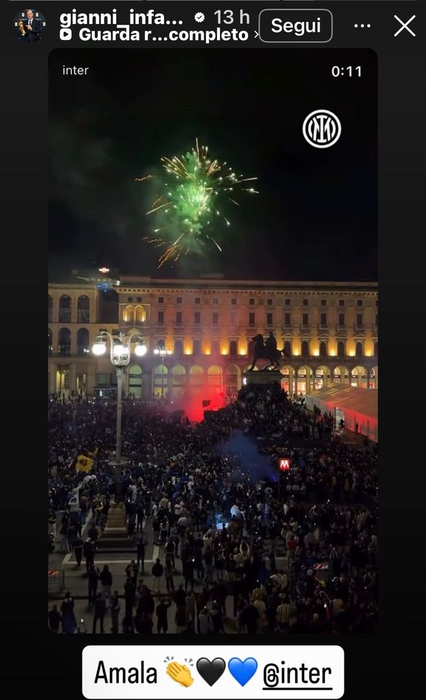 L’Inter vince il 21° scudetto: il commento social del presidente della FIFA Infantino- immagine 3