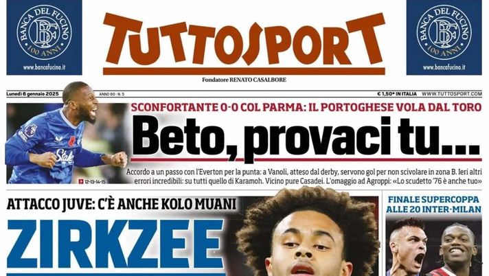 prima pagina tuttosport oggi