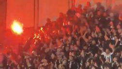 Derby di Istanbul, razzo lanciato verso il campo: ma rimbalza male e cade addosso ai tifosi