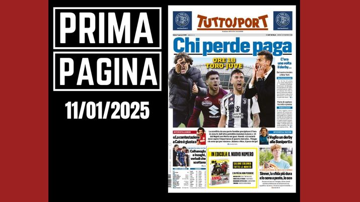 Prima pagina Tuttosport: spazio al derby tra Torino e Juventus
