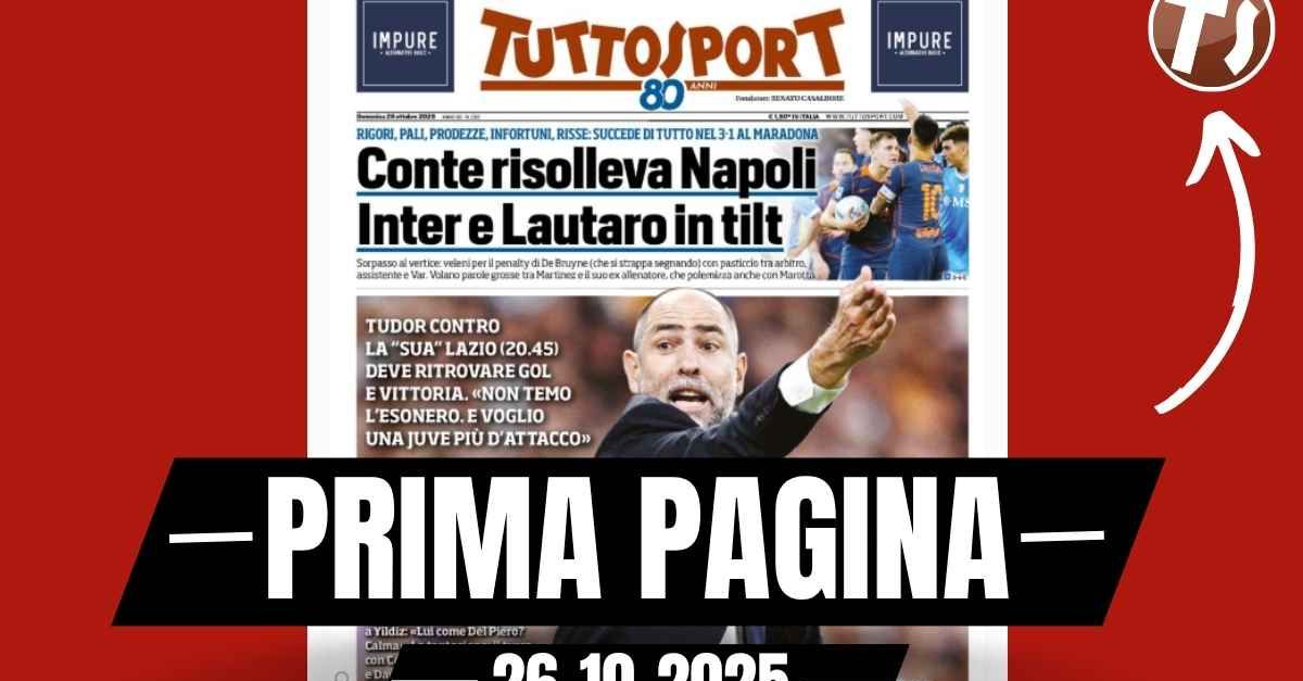 Prima pagina Tuttosport: “Conte risolleva Napoli. Inter in tilt” Prima pagina Tuttosport: “Conte risolleva Napoli. Inter in tilt”