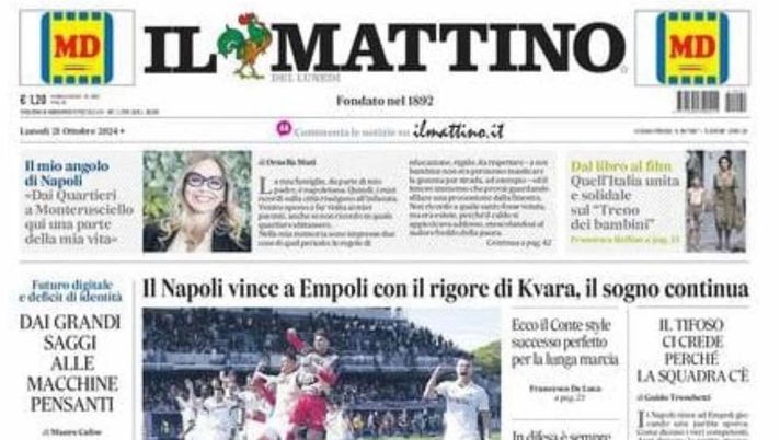 prima pagina il mattino oggi