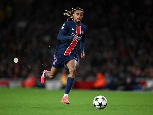 Bradley Barcola del Paris Saint-Germain in una partita di Champions League (Foto di Shaun Botterill/Getty Images)
