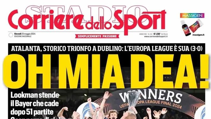 PRIMA PAGINA CORRIERE DELLO SPORT OGGI: “Oh mia Dea, che trionfo” - immagine 1
