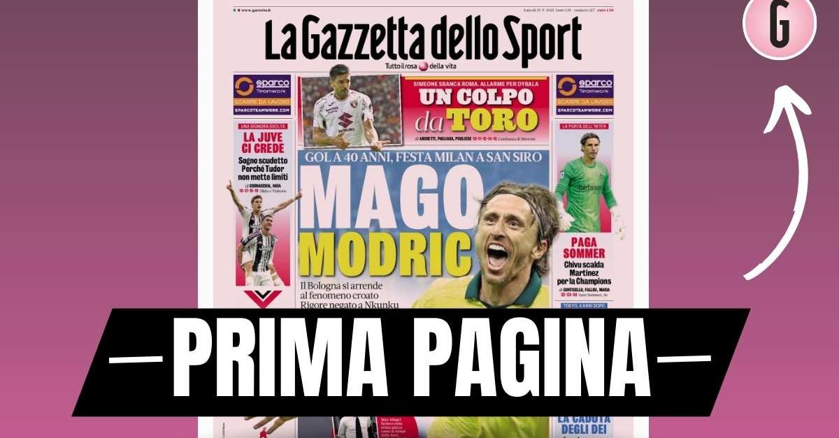 Prima pagina Gazzetta dello Sport: “Mago Modric: festa Milan a San Siro” Prima pagina Gazzetta dello Sport: “Mago Modric: festa Milan a San Siro”