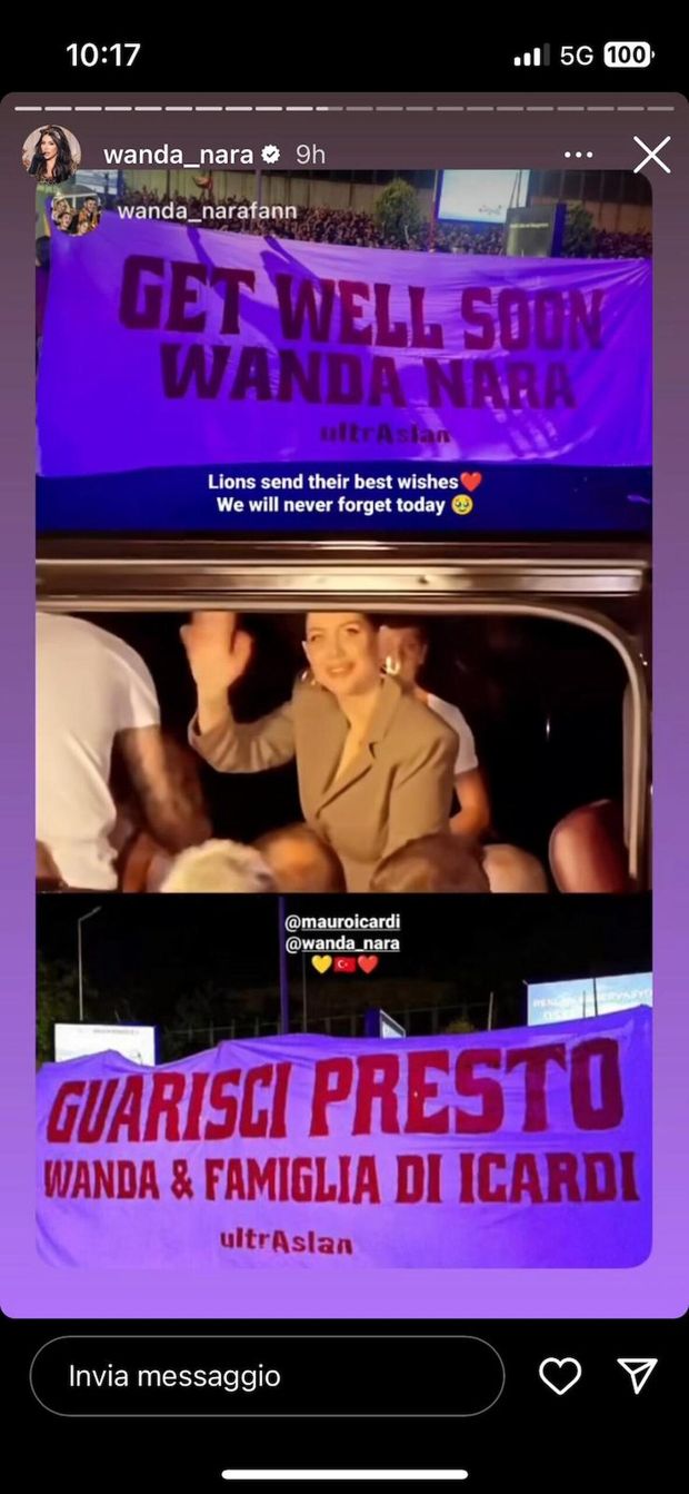 Wanda e Icardi tornano in Turchia. I tifosi del Gala li accolgono: “Guarisci presto Wanda”- immagine 3