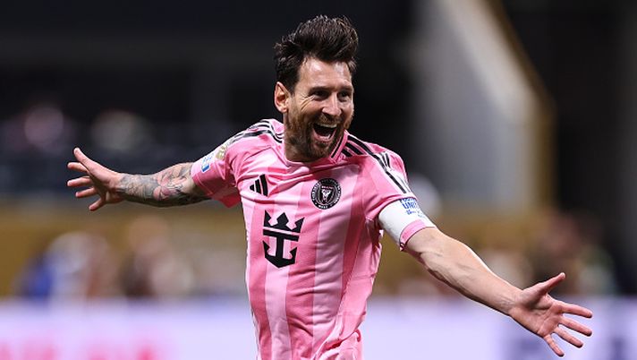 ATLANTA, GEORGIA - JUNE 19: Lionel Messi of Inter Miami CF celebrates scoring their second goal during the FIFA Club World Cup 2025 group A match between Internacional CF Miami and FC Porto at Mercedes-Benz Stadium on June 19, 2025 in Atlanta, Georgia. (Photo by Robbie Jay Barratt - AMA/Getty Images) Psg Messi