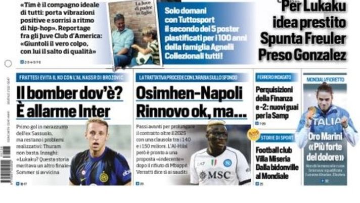 EDICOLA TS – Allarme Inter, il bomber dov’è? Frattesi evita il ko con l’Al-Nassr - immagine 1