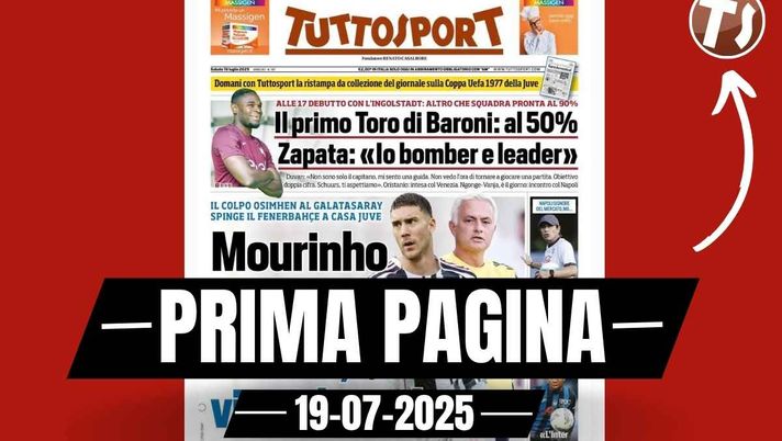 Prima pagina Tuttosport: 'Fenerbahçe, Mourinho riprova per Vlahovic'