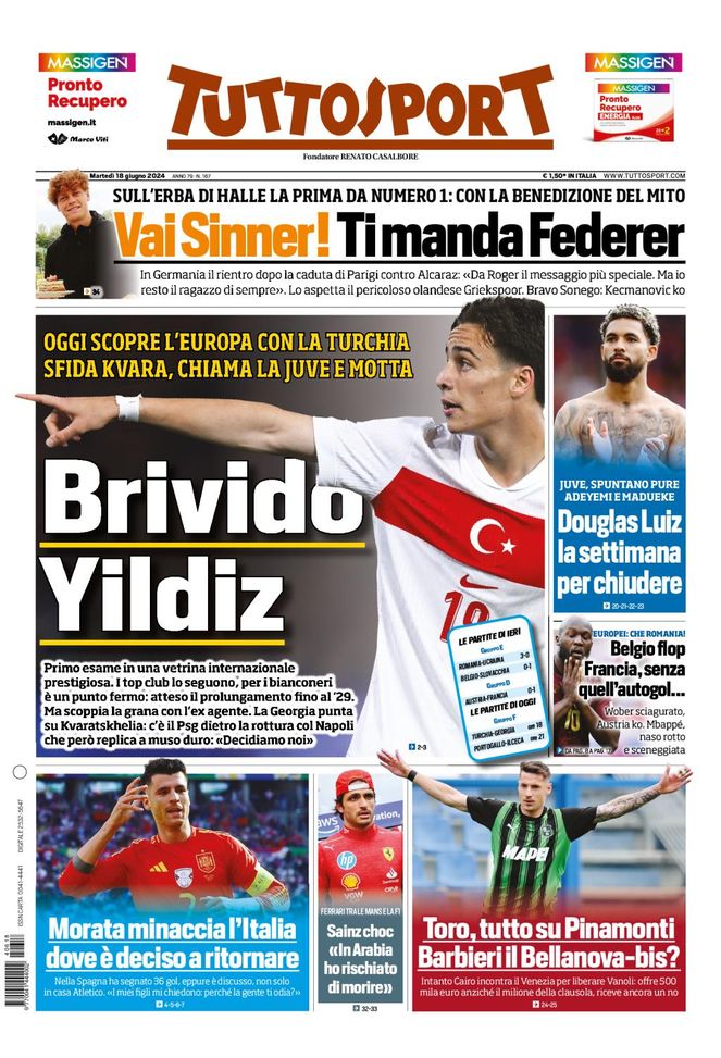 Prima Pagina Tuttosport 18 giugno