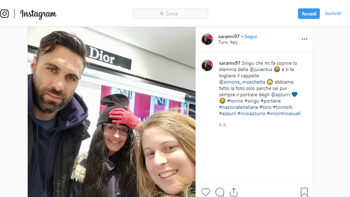 Social, una foto con Sirigu? “Sì, ma copri lo stemma della Juve!” - immagine 1