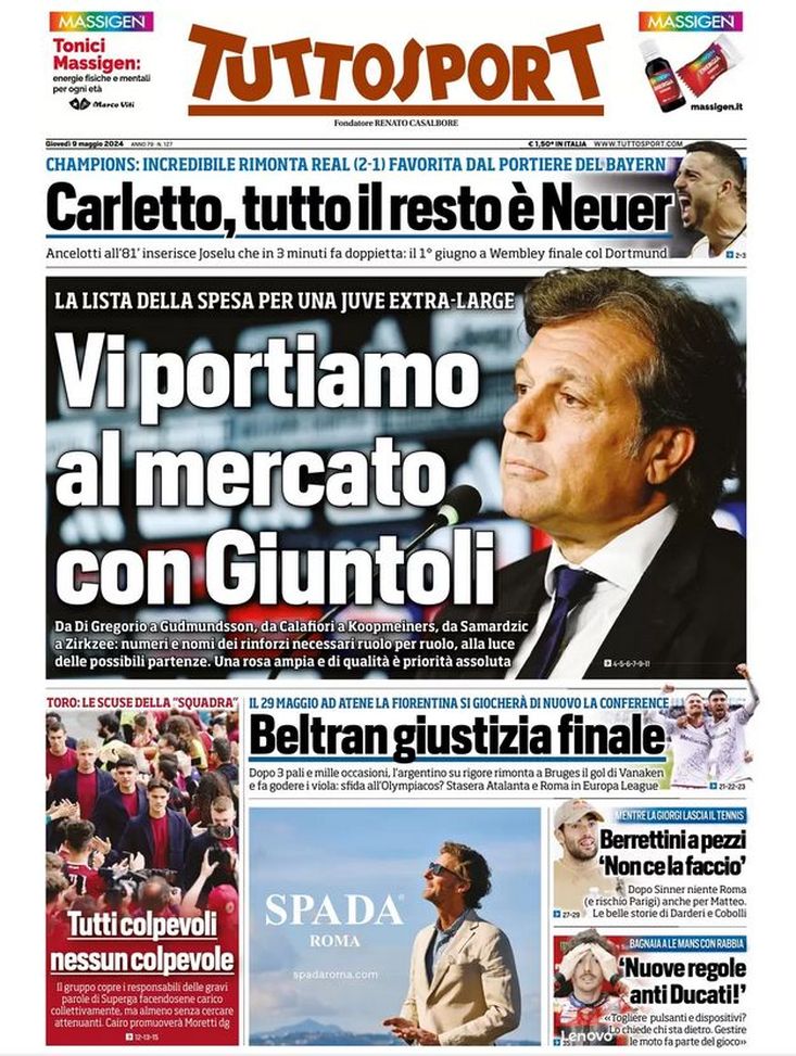 EDICOLA TS – Al mercato con Giuntoli: la lista della spesa per una Juve extra large - immagine 1