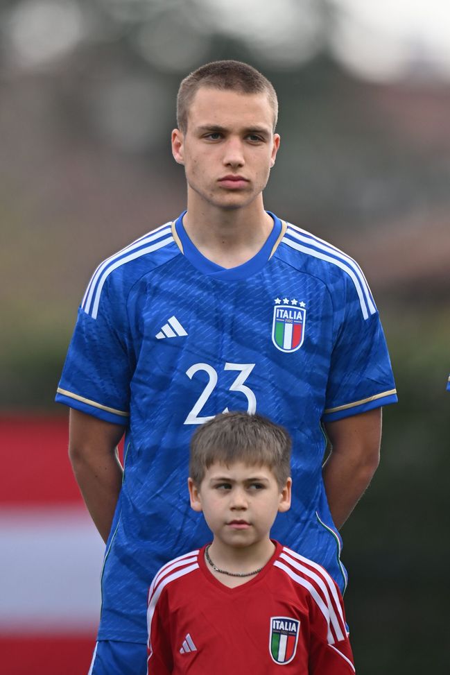 MERANO, ITALY - MARCH 21: Vittorio Magni of Italy U18 during the International Friendly match between Italy U18 and AustriaU18 at Stadio Gianpiero Combi on March 21, 2024 in Merano, Italy. (Photo by Alessandro Sabattini/Getty Images) Vittorio Magni