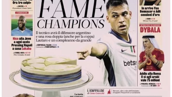 PRIMA PAGINA GAZZETTA DELLO SPORT OGGI: “Pressing Napoli a casa Lukaku!” - immagine 1