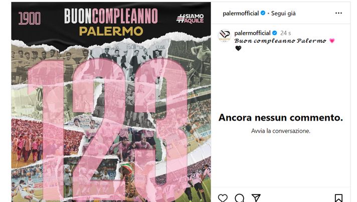 Palermo, il club rosanero compie 123 anni: il messaggio di auguri sui social Palermo calcio