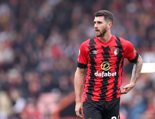BOURNEMOUTH, ENGLAND - APRIL 30: Marcos Senesi of AFC Bournemouth looks on during the Premier League match between AFC Bournemouth and Leeds United at Vitality Stadium on April 30, 2023 in Bournemouth, England. (Photo by Warren Little/Getty Images) Senesi