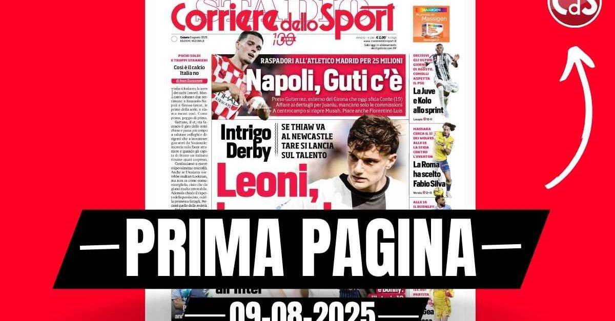 prima pagina corriere dello sport milan sgarbo all8217inter per leoni