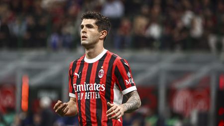 MILAN, ITALY - APRIL 20: Christian Pulisic of AC Milan looks on during the Serie A match between AC Milan and Atalanta at Stadio Giuseppe Meazza on April 20, 2025 in Milan, Italy. (Photo by Giuseppe Cottini/AC Milan via Getty Images)