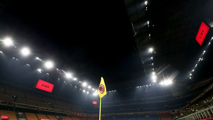 MILAN, ITALY - DECEMBER 03: General view inside the stadium prior to the Coppa Italia match between AC Milan and Sassuolo at Stadio Giuseppe Meazza on December 03, 2024 in Milan, Italy. (Photo by Marco Luzzani/Getty Images)  Milan-Roma