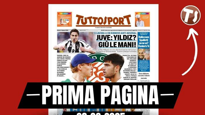 Prima pagina Tuttosport: 'Juventus: Yildiz? Giù le mani!'