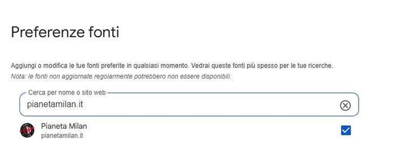 Pianeta Milan 'Fonti preferite'