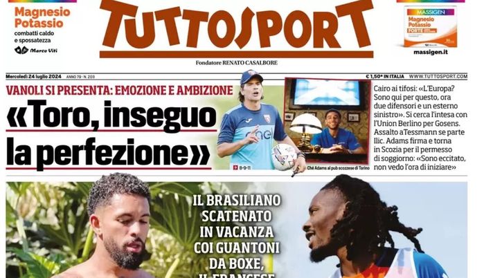 prima pagina tuttosport oggi