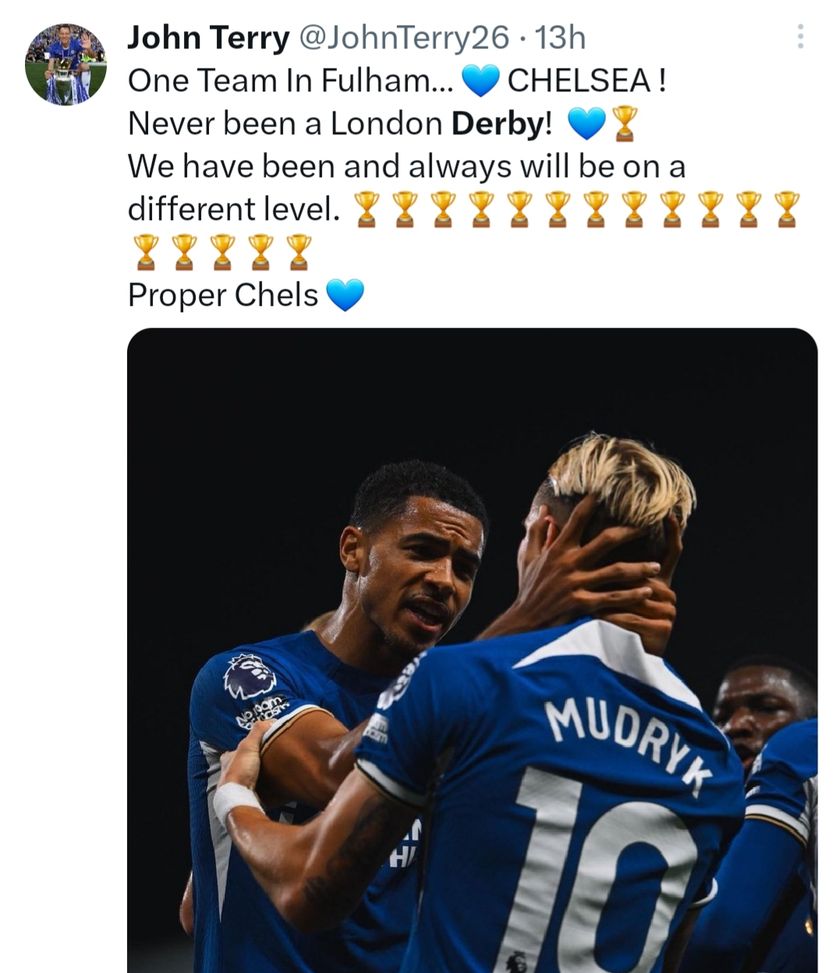 Chelsea, John Terry: “Tra noi e il Fulham non è mai derby, siamo su un altro livello…”- immagine 2