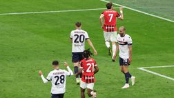 Milan, vittoria ancora in rimonta: 3-1 al Bologna. Italiano vede sfumare la Champions