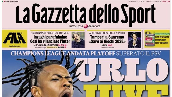 PRIMA PAGINA GAZZETTA DELLO SPORT OGGI: “Inzaghi al rinnovo, ci metto la firma”