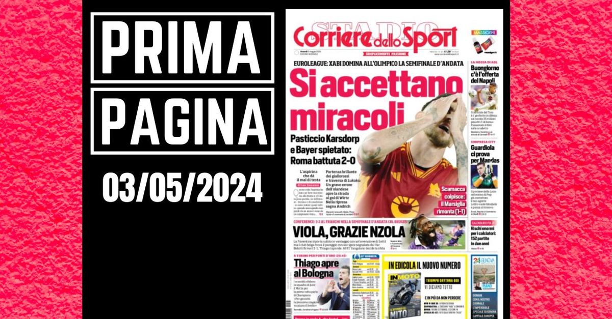 Prima pagina Corriere dello Sport: Thiago Motta apre al Bologna